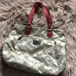 Pink and tan coach bag